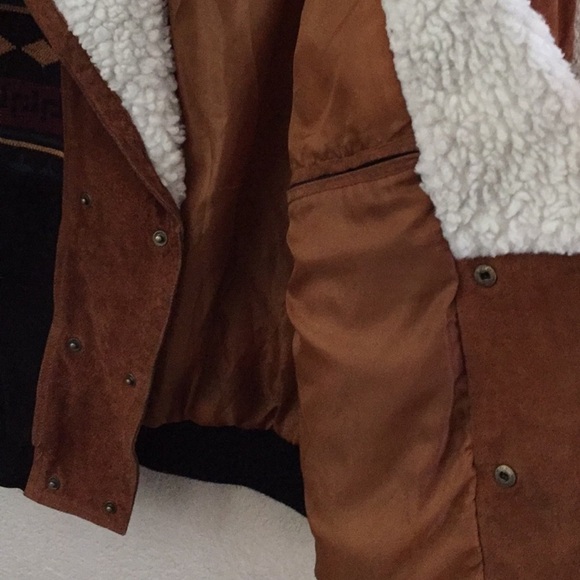 80s Vintage Interstate Leather Smoker Western Native Suede Leather Bomber Jacket - Picture 2 of 13